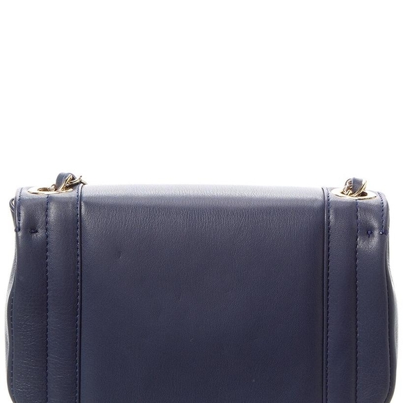 NWT - Valentino - Midnight Blue Leather Gold Chain Embossed Shoulder Bag - Picture 11 of 13